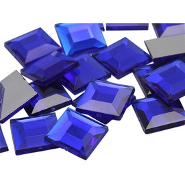 8mm Flat Back Square Acrylic Rhinestones Small Face Gems Body Jewels Card Making Embelishments - 75 Pieces (Blue Dark Sapphire .NAB01)