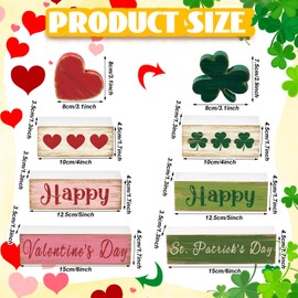 Moucuny 4 Pcs Valentine's Day Decorations for Home Reversible Valentine's Day St. Patrick's Day Centerpiece Decoration Wooden Decor Double Side St. Patrick's Day Tiered Tray Decor for Home