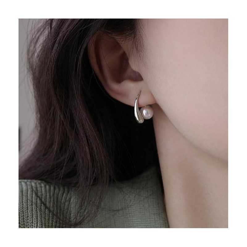 Minimalist Pearl Teardrop Front Back Dangle Drop Earrings for Women