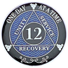 Simply Minimal AA 12 Year Silver Color Plated Recovery Coin, Alcoholics Anonymous Medallion