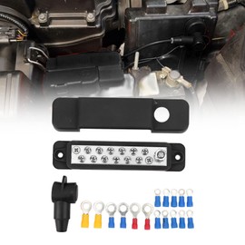 12 Terminal Busbar 180A - Marine Distribution Block with 16 Ring Clamps for Cars, Motorhomes and Yachts