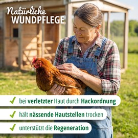 HÜHNERLand Wound Care Powder for Chickens, Quails & Poultry 700 g - Natural Wound Care for Injured & Irritated Skin - With Clinoptilolite Against Exuding Skin Areas & Moisture