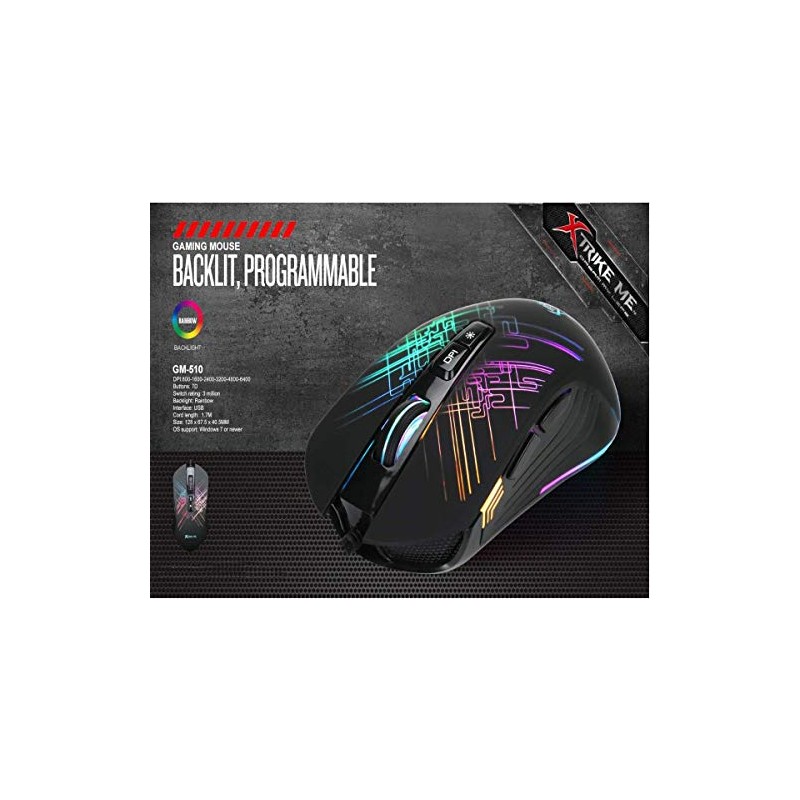 Xtrike Me GM-510 - Optical Gaming Mouse, Wired with 7