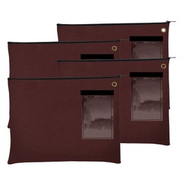 BankSupplies Canvas Zipper Bags | 14W x 11H | Set of 4 | Large Storage Bags | Grommet for Zip Tie & Padlock | 5W x 3H Framed Cardholder | Zipper Closure | Bank Bags