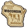 Printtoo Souvenir Wooden Badger State Wisconsin Madison Engraved Fridge Magnet
