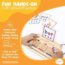 CVC Word Magic: Slide & Trace CVC Word Game for Kindergarten - Learn to Read Phonics Game for Kids Ages 3-5 - Montessori CVC Flash Card Speech Therapy Toy Toddler 3-4 - Phonics for Toddlers 2-4 Years