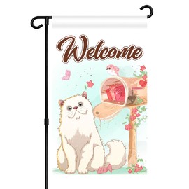 RoadSea Cat Welcome Garden Flag - Welcome Home Party Door Sign - Kid Pet Birthday Yard Lawn Sign - Kitty Cat Party Garden Indoor Outdoor Decoration Supplies - Double Sided 12" x 20" (Cat)