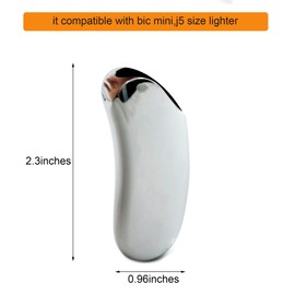 Lucklybestseller Heavy Curved Lighter Case Cover Holder Sleeve Pouches Metal Ergonomic Design for BIC Mini Size Lighter J5