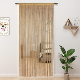 YIIBAII Beaded Curtain Beaded Curtains for Doorways Crystals Suitable for Interior Decoration and Partitions Hippy Closet Curtains (Ecru, 39"x79")