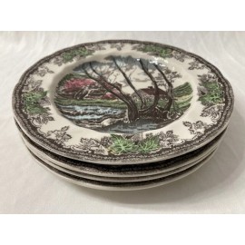 Johnson Brothers set 4 Friendly Village 7 3/4"w desert plates