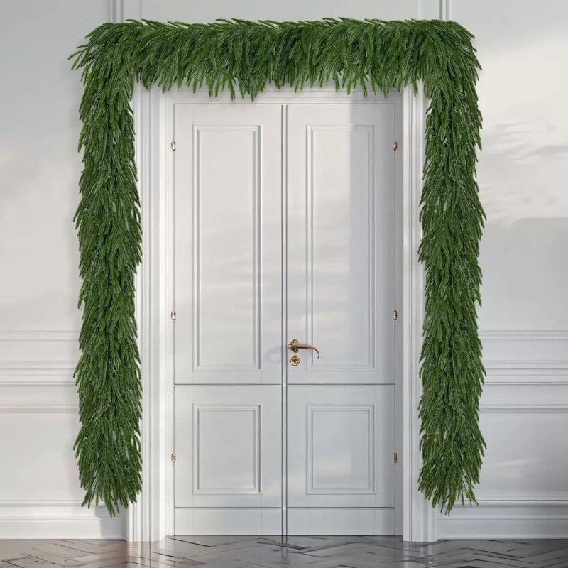 9FT Norfolk Pine Garland, Realistic Artificial Christmas Greenery Decor