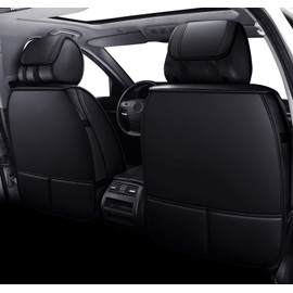 Aierxuan 5 Car Seat Covers Full Set Waterproof Leather Universal Fit for Kia Soul Sorento Hyundai Elantra Civic Jeep Wrangler Santa Fe Tucson Ford Explorer Edge Lexus (Full Set, Black)