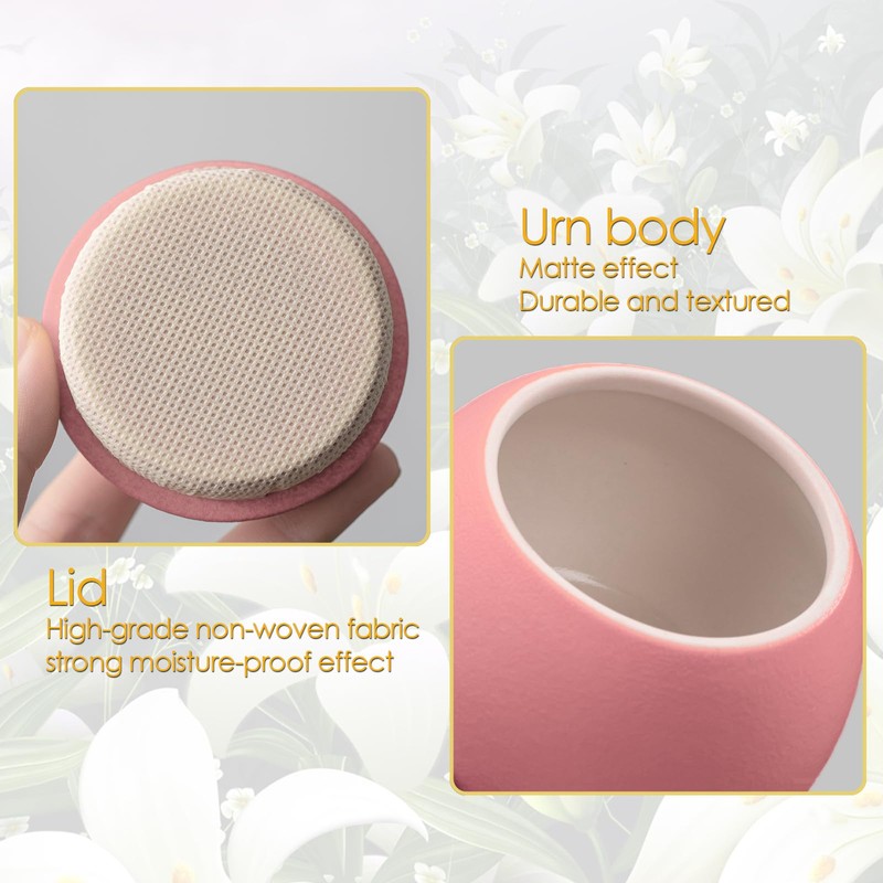 Umberdom Matte Ceramic Cat Ashes Urn, Pink, Large