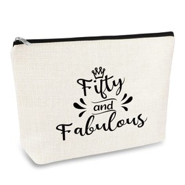 50th Birthday Gifts for Women Makeup Bag Fifty Birthday Gift Boss Wife Mom Sister Aunt Friends Coworker Her 50th Birthday Gifts Cosmetic Bag 50 Year Old Travel Cosmetic Pouch