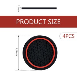 Ferianl 4PCS Car Cup Coasters, 2.75 Inch Cup Holder Coaster, Non-Slip Insert Auto Drink Holder, Cars Interior Accessories, Universal for Vehicles, SUVs, RVs (Red)