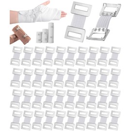 Bandage Stopper Wrap Clips, Elastic Bandage Clips, Set of 60, Elastic Rubber Band with Aluminum Buckle Hook, Square Saw Blade Fixing, Stretch Metal, Fixing Clamp Hook, Adjustable, Reusable, Elastic
