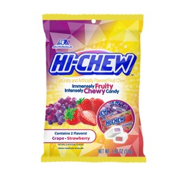 HI-CHEW Grape & Strawberry Mix, Pack of 8 Bags, 1.94oz each - Grape & Strawberry - Unique Fun Soft & Chewy Candy - Immensely Juicy Fruity Candy Flavors - Individually Wrapped for Sharing