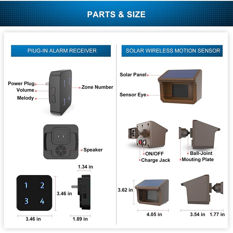Driveway Alarm System- HTZSAFE 1/2Mile Solar Driveway Alarm System- Up