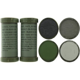 Camo Face Paint, NATO Military Camouflage Outdoor Makeup Jungle Paint Sticks (2 Sticks (4 Colors) - Black, Olive Drab, Foliage Green & Grey)