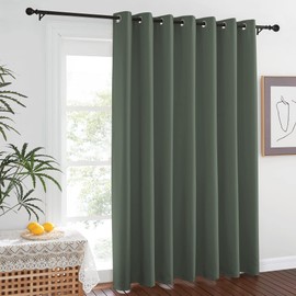 NICETOWN Blackout Sliding Door Curtains 84 inch Length - Grommet Thermal Curtain Room Darkening Sound Reducing Drape for Bedroom/Living Room (Dark Mallard, 1 Panel, W100 x L84)