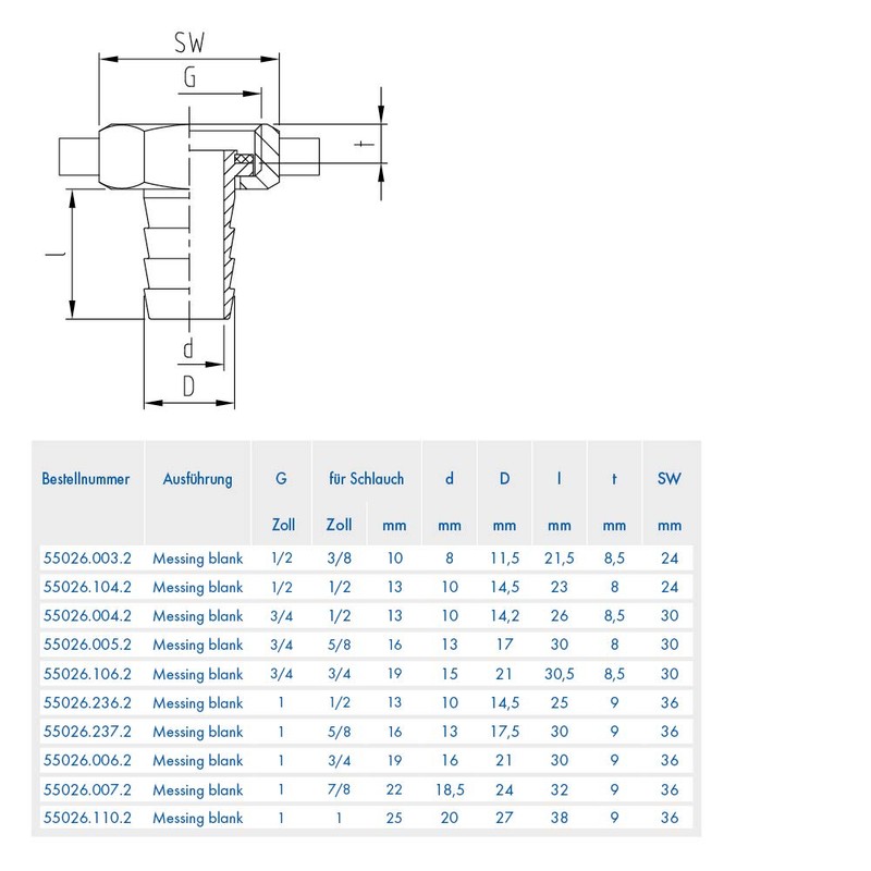 ABA Beul 55026.004.2 Brass Hose Fitting with Wing Nut