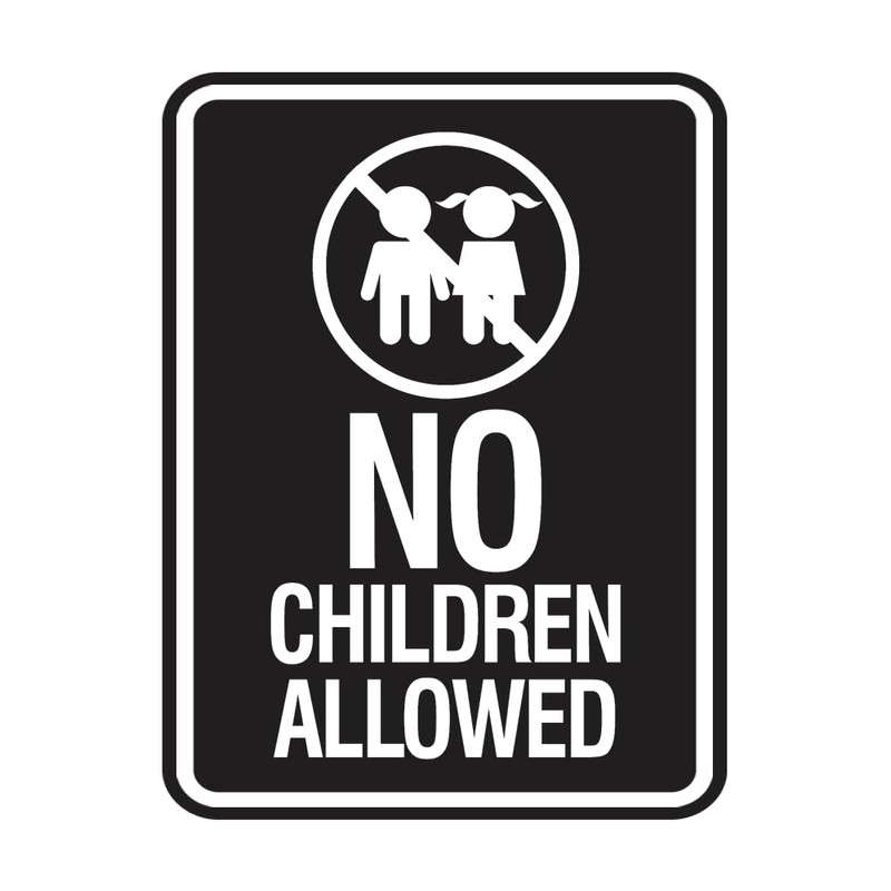 Signs ByLITA Portrait Round No Children Allowed Sign (Black) -