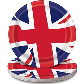 Unique 28795 Paper Plates-23 cm-Union Jack Party-Pack of 8, Multicolour
