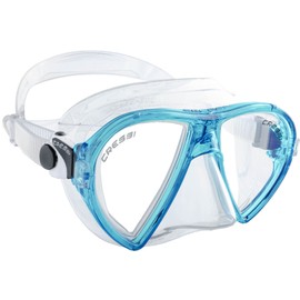 Cressi Ocean Mask - Unisex Diving Snorkeling Mask with Tempered Separated Glasses, Clear/Aquamarine