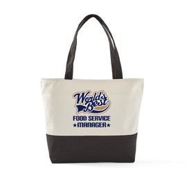 CafePress Food Service Manager Wb Navytan 01 Canvas Tote Top Zipper Closure