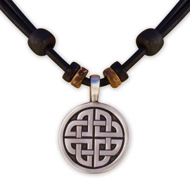 HANA LIMA Adjustable Leather Necklace Surfer Necklace with Celtic Motif for Men and Women, Leather, Created Pearl