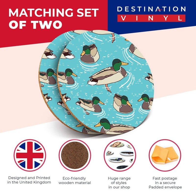 Destination Vinyl ltd 2 x MDF Glossy Top Coasters Round