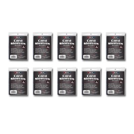 BCW Standard Card Sleeves - Penny Sleeves 2 5/8 x 3 5/8 | 1000 Clear Trading Card Sleeves | Card Protector Sleeves for Baseball, Sports & Trading Cards | 10 Packs of 100 Each