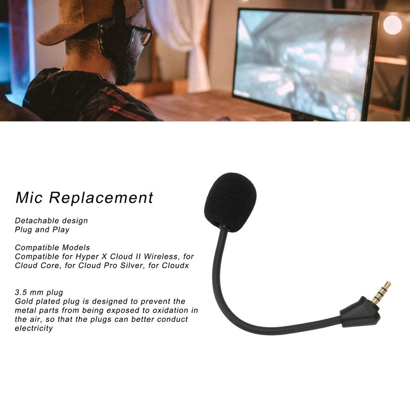 Removable Gaming Microphone for Hyper X Cloud II Wireless, Noise