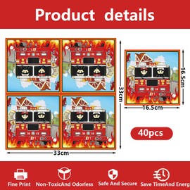 Glamifyr Pack of 40 Napkins Fire Brigade Decoration Children's Birthday, Fire Brigade Birthday Decoration Napkins, Children's Birthday Fire Brigade Napkins, Fire Engine Party Napkins, Decoration Fire