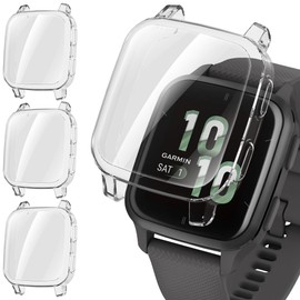 Suoman 3-Pack for Garmin Venu Sq 2 / Sq 2 music/Venu Sq/Sq music Screen Protector Case, Soft TPU All-Around Protective Bumper Cover-Transparent