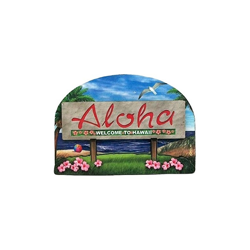 Hawaii State Welcome Sign Wood Fridge Magnet 2