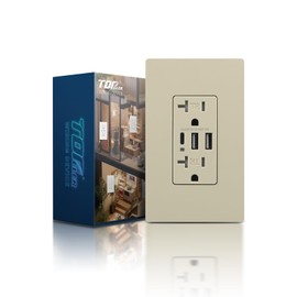 TOPELER USB Wall Receptacle, 30W 6.0A USB Socket Wall Outlet, 20A Duplex Receptacle with Tamper Resistant, Electric Outlets with Type A & C Ports, UL & FCC Listed, Screwless Wall Plate, Ivory