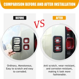 Bekantogy Car Rear Light Cover Compatible with Land Rover Defender 90 110 130 2020-2025 Side Marker Lamp Metal Protection Mesh Cover Rear Tail Light Protector Frame Guard Guard Cover （Glossy Black）