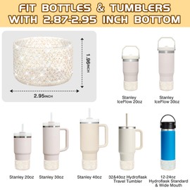 WUQID Protective Bling Heart Texture Silicone Boot Sleeve Compatible with Stanle Tumbler 40oz 30oz 20oz & 12-24oz Hydroo Sport Flask Bottles, Anti-Slip Bottle Bottom Sleeve Cover for 2.8-2.95in Bottom