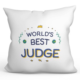 MUGFFINS JUDGE Cushion Padding included - in English - World's Best - Funny gift - Pillow: cover and filling 15.7x15.7 inches