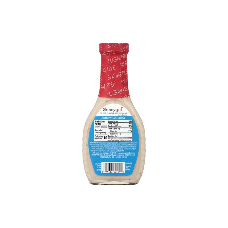 Skinnygirl Aderezo para ensaladas sin azúcar, sin grasa, rancho de