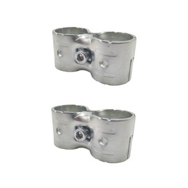 Double Port Parallel Pipe Clamp, 1 Inch OD Steel Tube Connector, Carbon Steel Rail Joint Clip with Hardware (2)