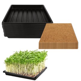 12 Pack Microgreens Growing Trays, Growing Mat with Tray, Garden Plant Growing Trays, Hydroponic Trays, No Drain Holes Microgreens Growing Trays for Wheatgrass Sprouts, Seedlings