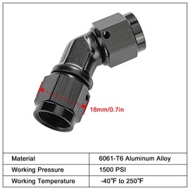 EVIL ENERGY 6AN Female to 6AN Female 45 Degree Low Profile Swivel Coupler Union Fitting Adapter Aluminum Black