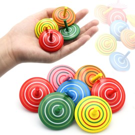 Zaleny 100 Pcs Wooden Spinning Tops for Kids Wood Spin Tops Colorful Classic Gyroscopes Educational Kindergarten Toys Party Favors