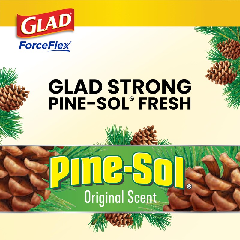 Glad Large 30 Gallon Trash Bags, Pine-Sol Heavy Duty Garbage