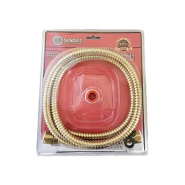 Extra Long Premium 80 inches Flexible Stainless Steel Golden Double Buckle Shower Hose Tube Polyethylene Set includes the Plumbing Tape and 2 Additional Rubber Gaskets For Handheld Showerhead.