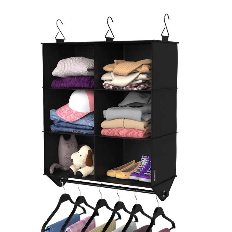 ClosetMaid 6-Shelf Fabric Hanging Closet Organizer with Garment Rod for