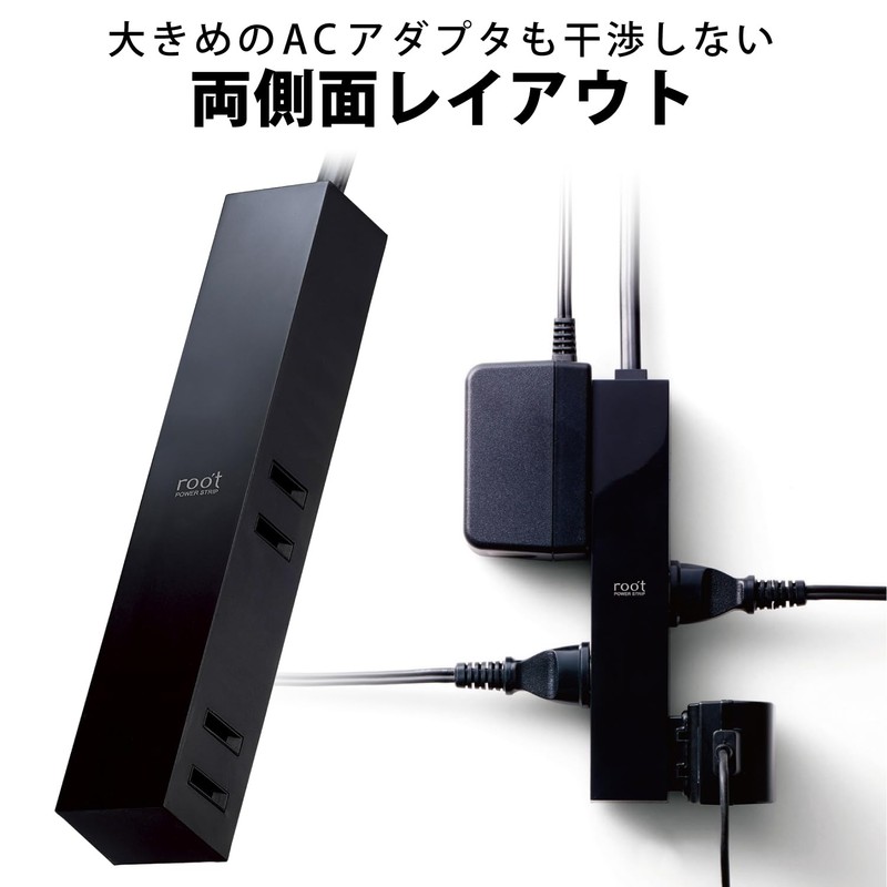 Elecom AVT-D3-2425BK Power Strip Showing Interior Roo't 4 Outlet 6.5