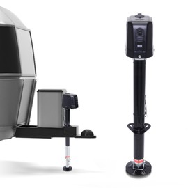 POLESTAR Electric Trailer Jack 3500lbs, Power A-Frame Electric Tongue Jack for Lifting RV Travel Utility Trailer Camper, Trailer Jack with 4.5" Drop Leg & LED Light & Manual Crank, 9-27" Lift